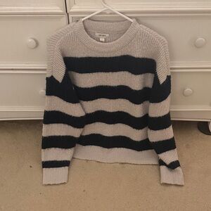 Off-White Black and Cream Striped Crew Neck Sweater